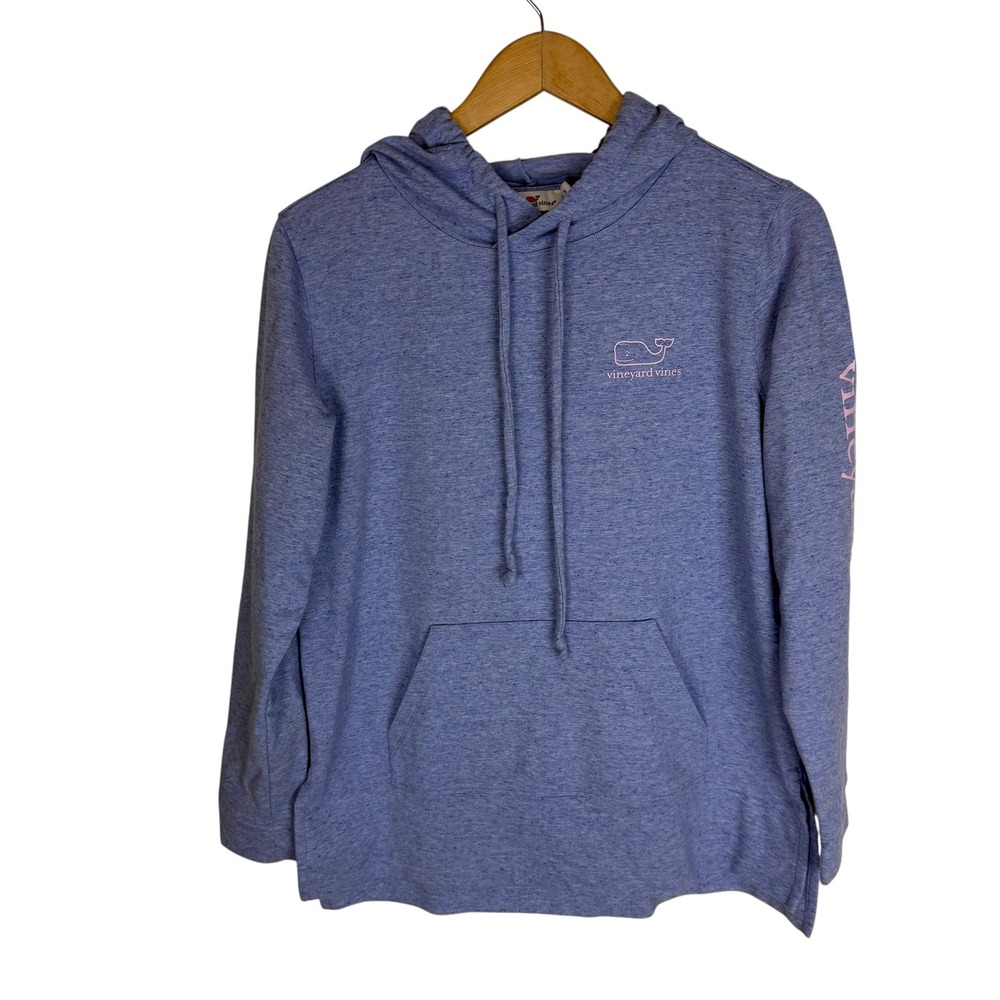 Vineyard Vines Womens Blue Heather Whale Logo Pullover Hoodie Size S Preppy